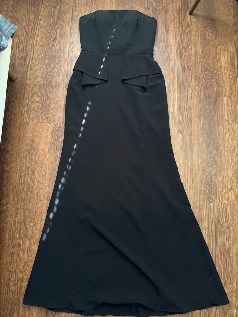 Strapless Black Mermaid Gown with Waist Peplum